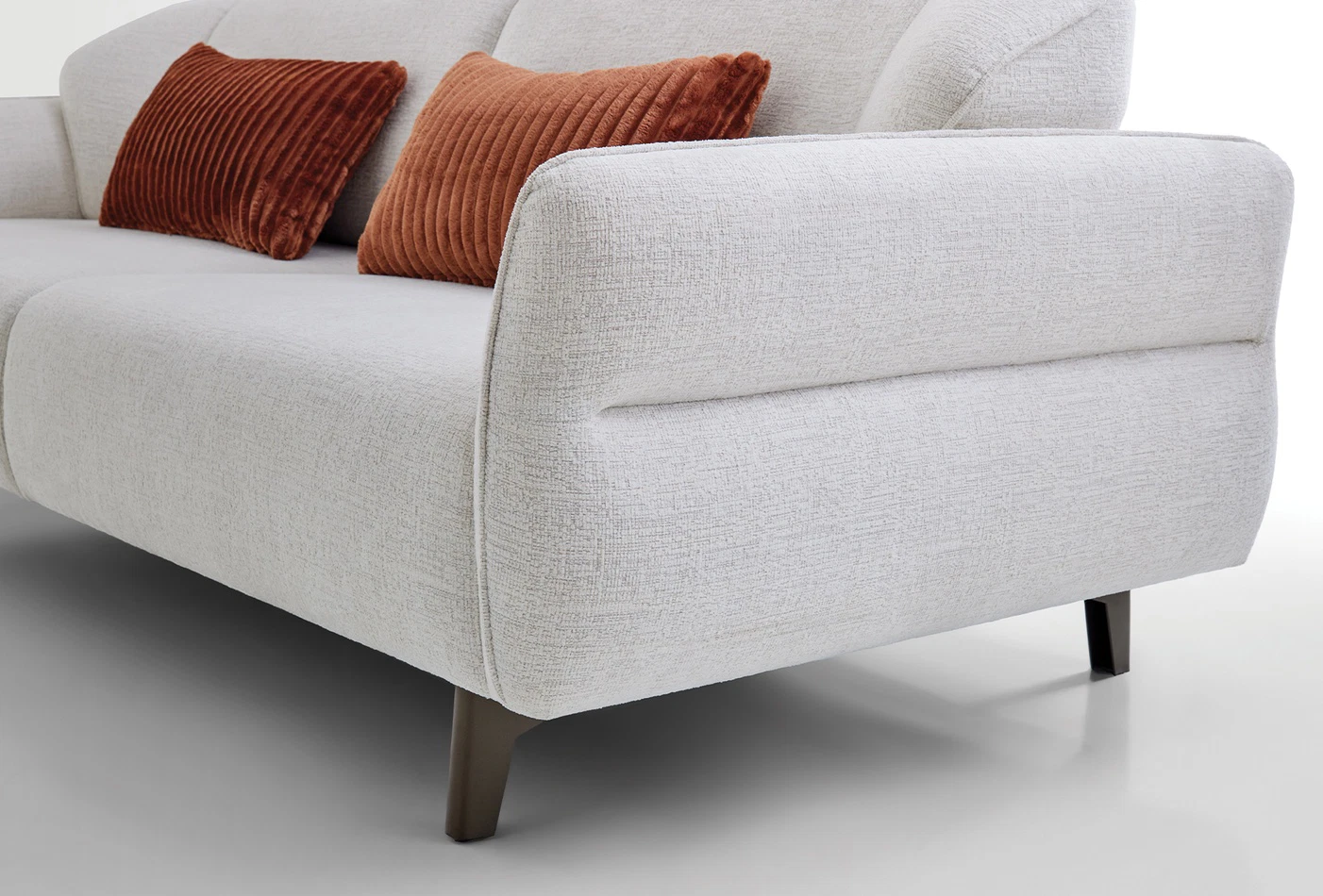 Hera white boucle sofa set with sleek black metal legs in modern interior