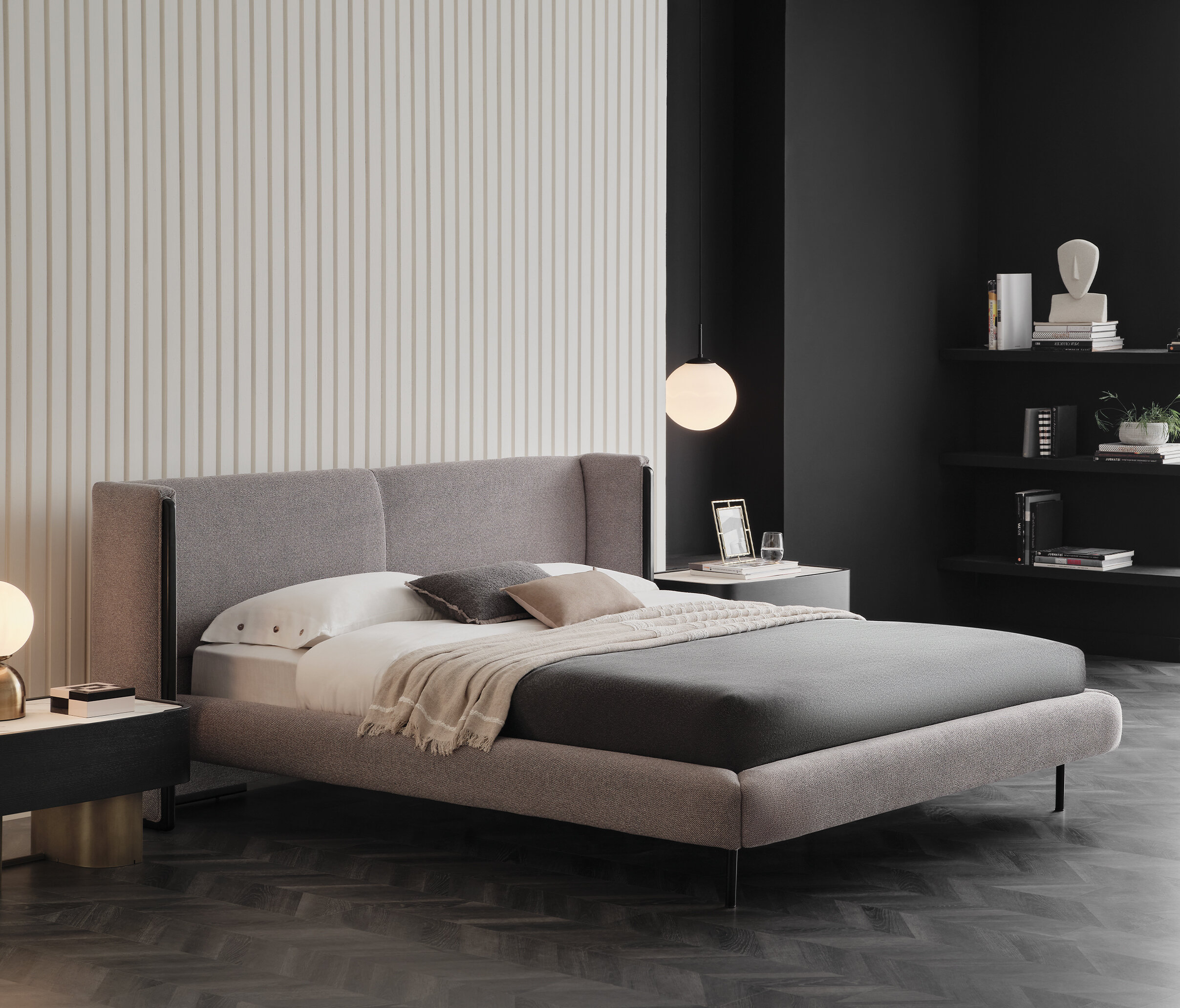 TUNIS BEDSTEAD W/ HEADBOARD 180X200 GK:17501 DARK GREY - Image 3