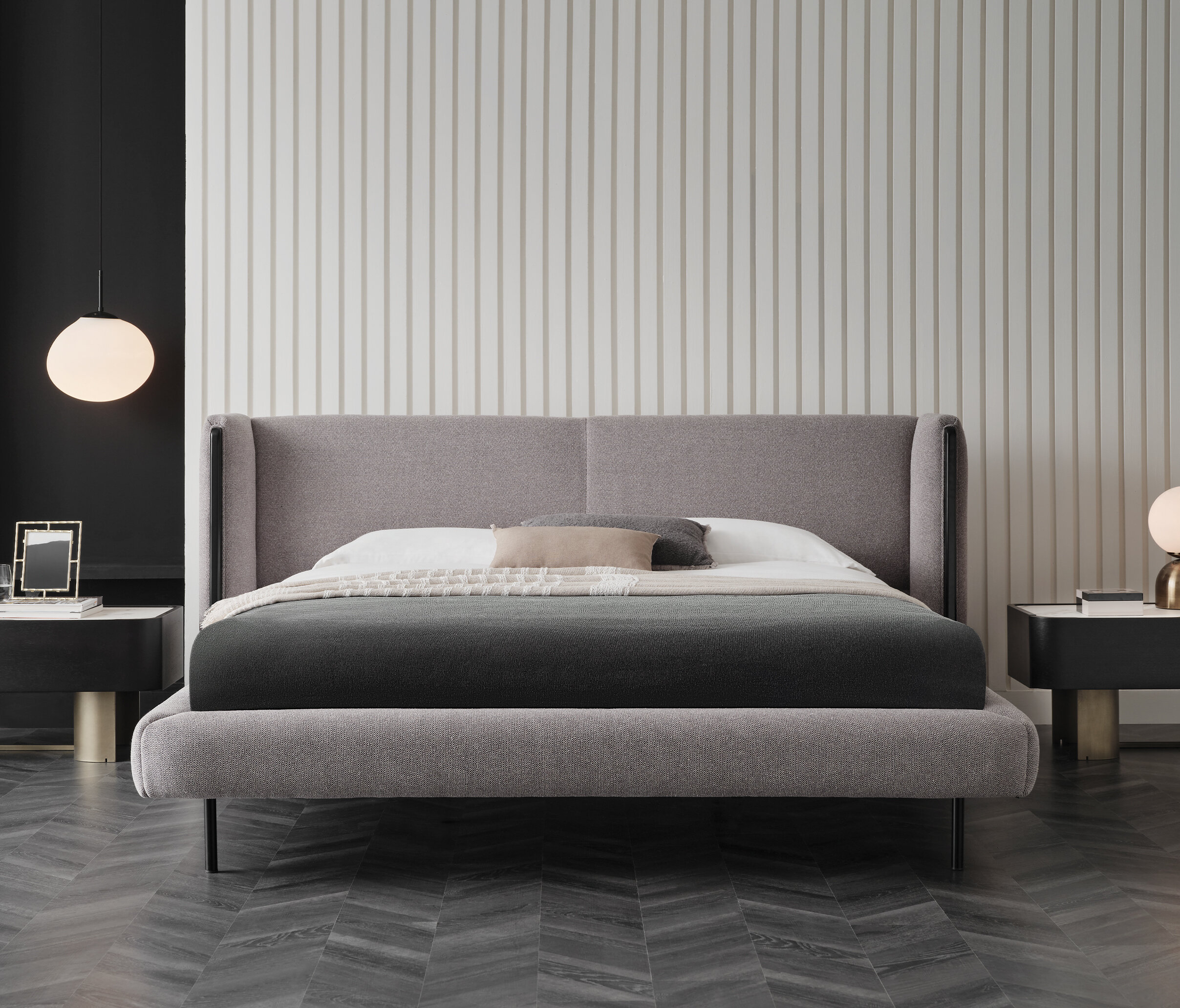 TUNIS BEDSTEAD W/ HEADBOARD 180X200 GK:17501 DARK GREY - Image 5