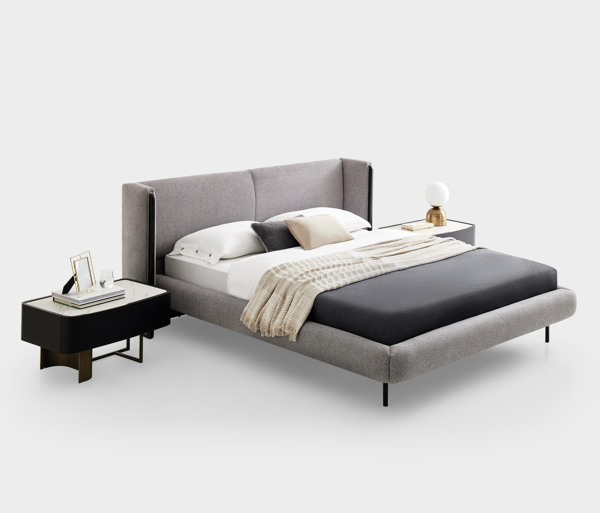 TUNIS BEDSTEAD W/ HEADBOARD 180X200 GK:17501 DARK GREY - Image 9