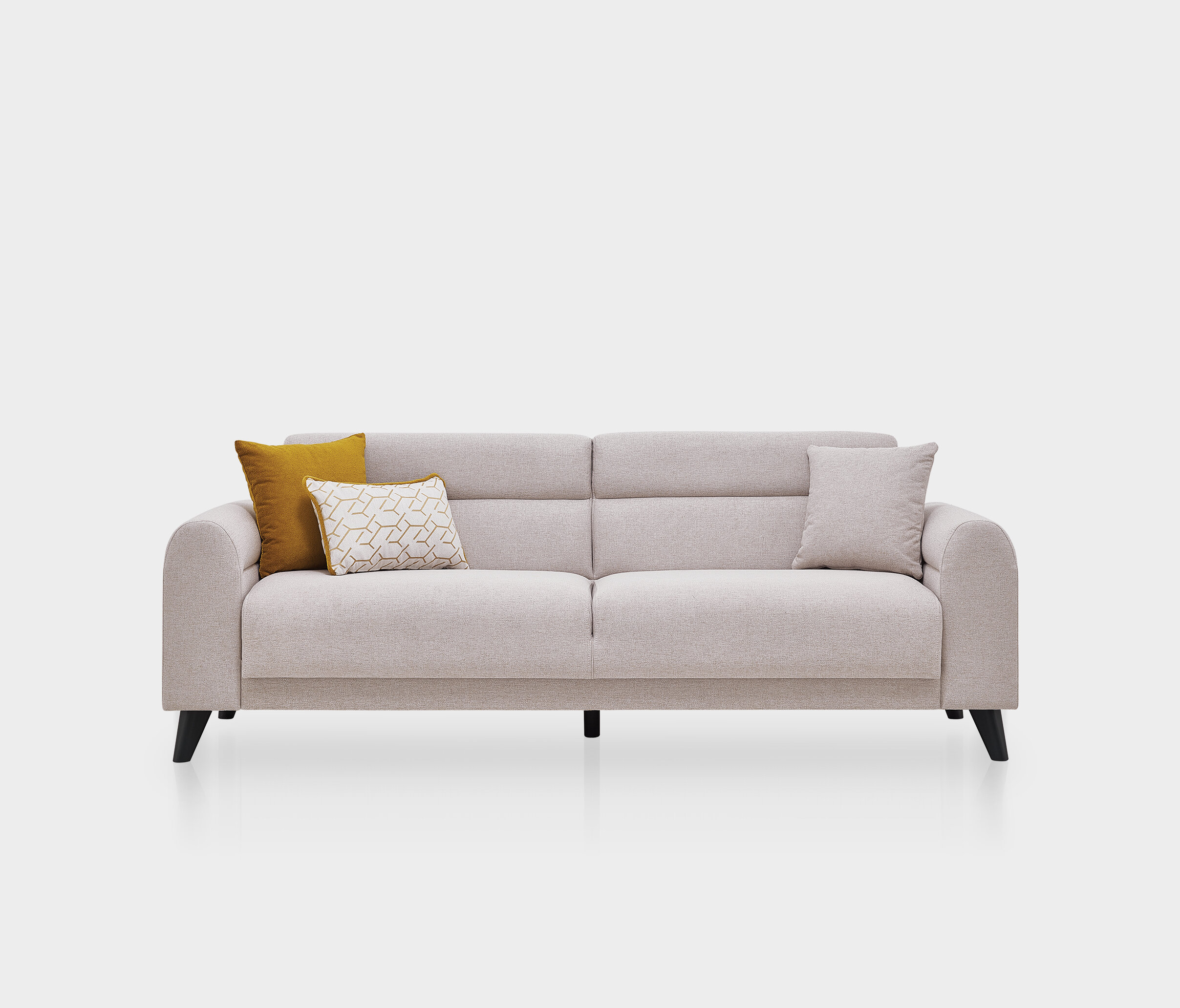 Paloma Cream 3-Seater Sofa Bed with Pull-Out Mechanism & Storage | Modern Sofa Dubai | Enza Home UAE