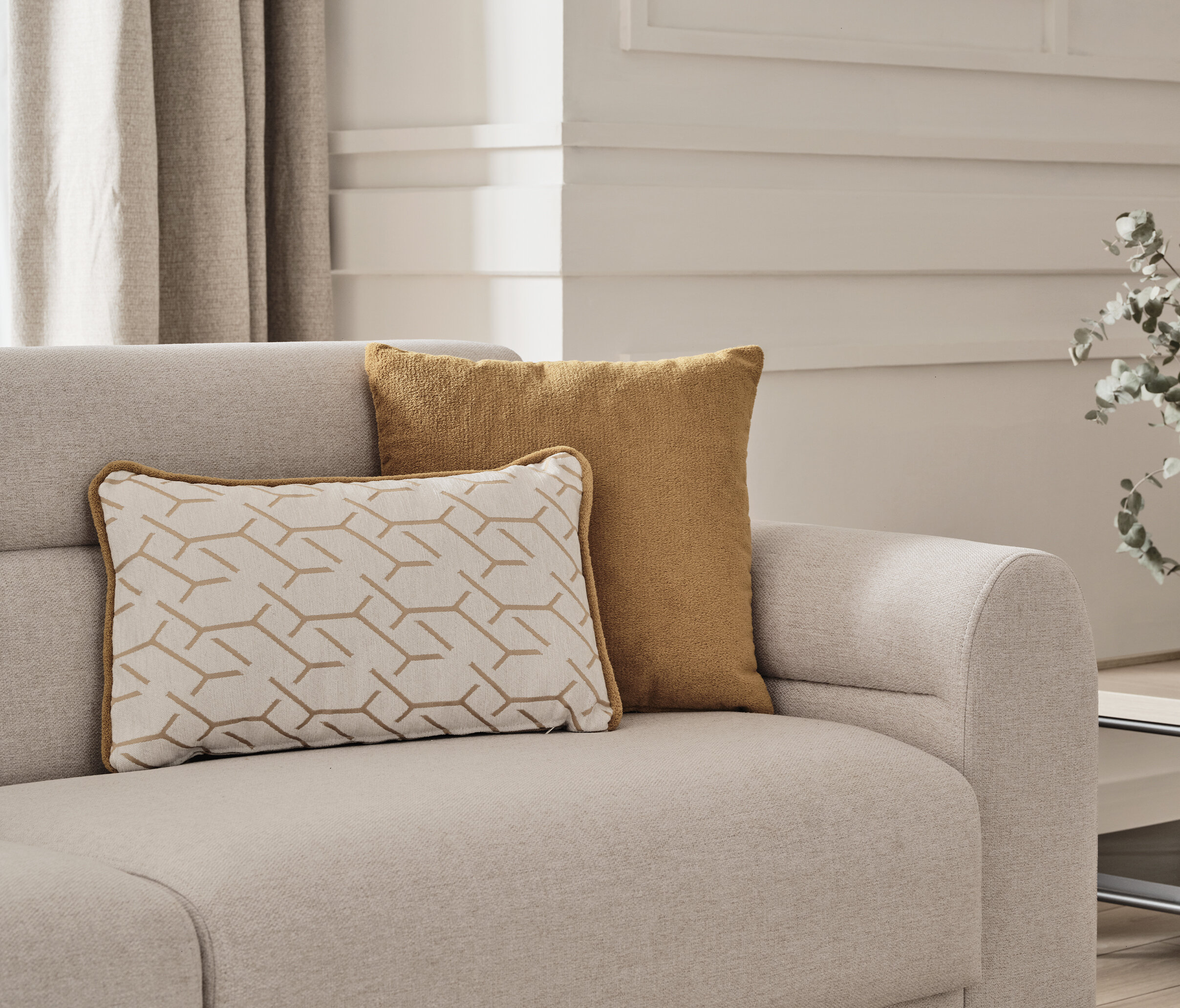 Paloma Cream 3-Seater Sofa Bed with Pull-Out Mechanism & Storage | Modern Sofa Dubai | Enza Home UAE - Image 5