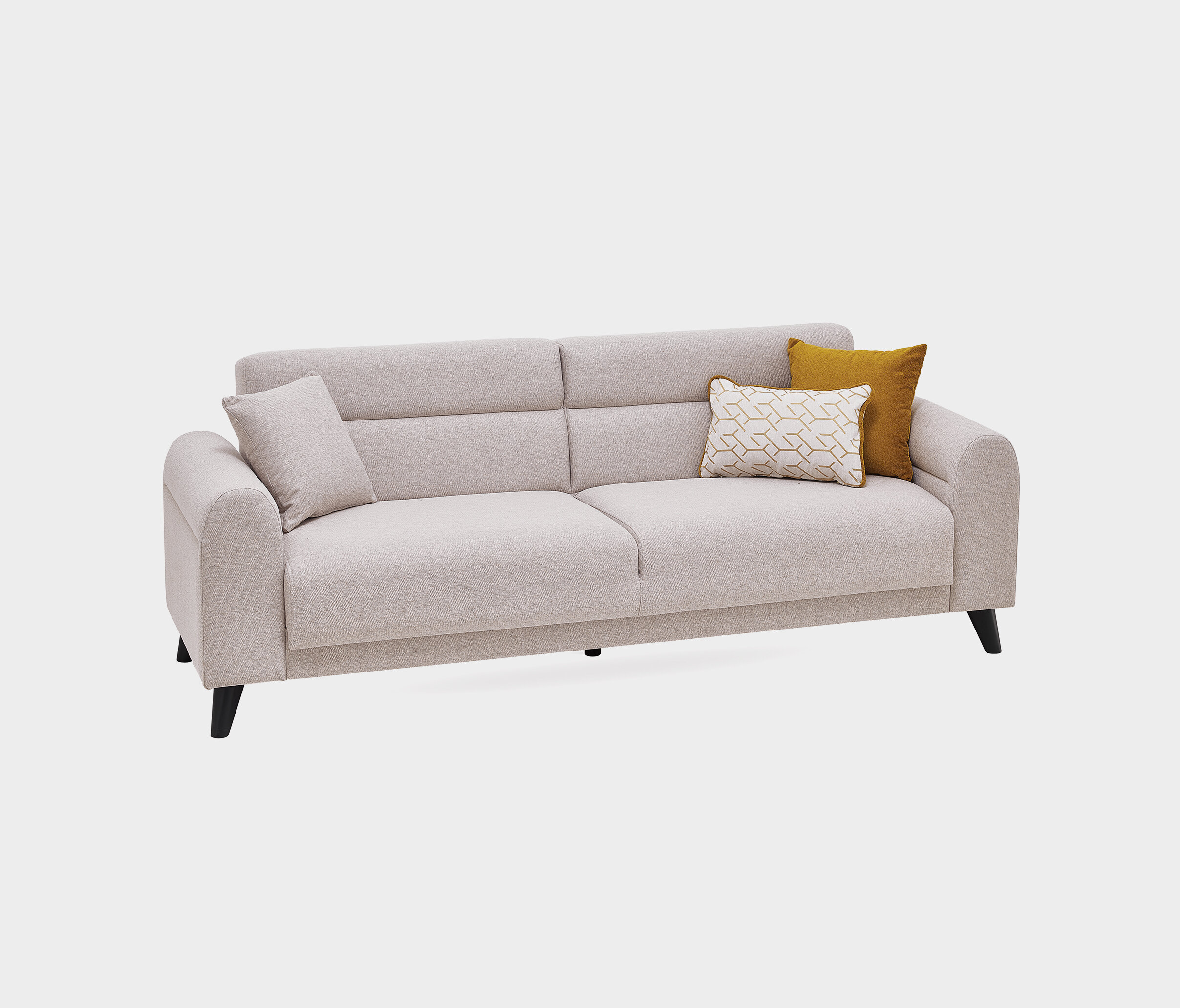 Paloma Cream 3-Seater Sofa Bed with Pull-Out Mechanism & Storage | Modern Sofa Dubai | Enza Home UAE - Image 8