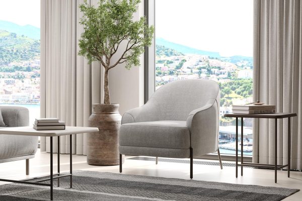 Premium Varena woven fabric armchair with ergonomic back support and comfort