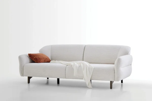 Hera boucle sofa set with armchair in spacious contemporary living room setting