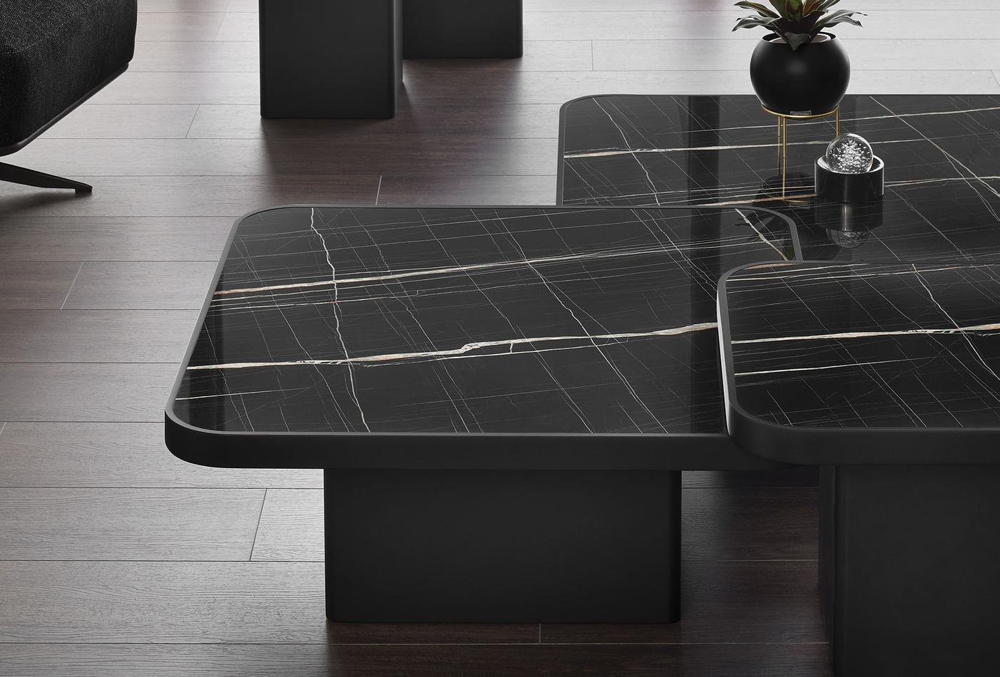 VALIO COFFEE TABLE BLACK Marble Pattern (90X90 CM) - Image 2