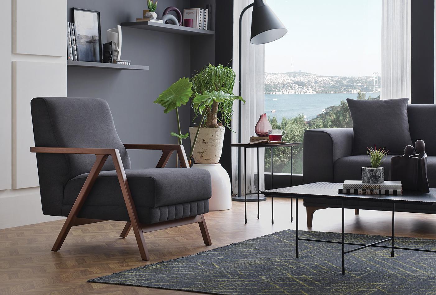 Pavia Armchair - 2121 - K6 - 14006 Anthracite - AR:101 - Image 2