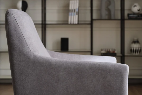 Briza Grey Woven Fabric Armchair | Modern Accent Chair Dubai | Enza Home UAE