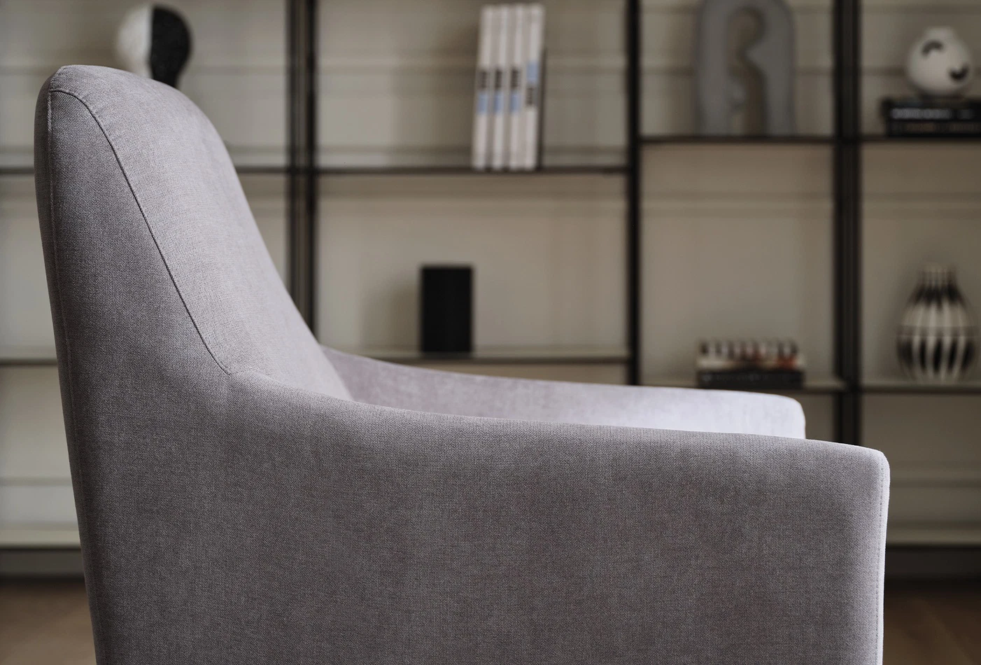 Briza Grey Woven Fabric Armchair | Modern Accent Chair Dubai | Enza Home UAE