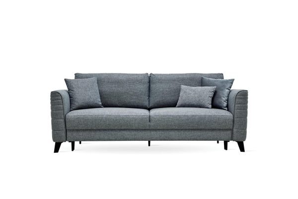 Grace Blue Linen 3-Seater Sofa Bed with Storage | Modern Sofa Bed Dubai | Enza Home UAE