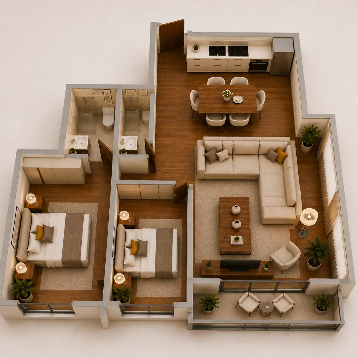 Complete 2 Bedroom Furniture Package by Enza Home featuring living room