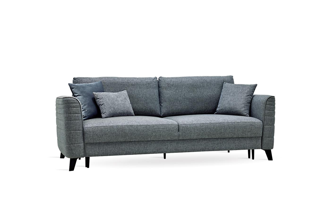 Grace Blue Linen 3-Seater Sofa Bed with Storage | Modern Sofa Bed Dubai | Enza Home UAE - Image 14