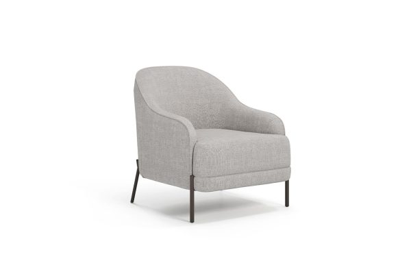 Varena light grey woven armchair with coffee metal legs in modern living room
