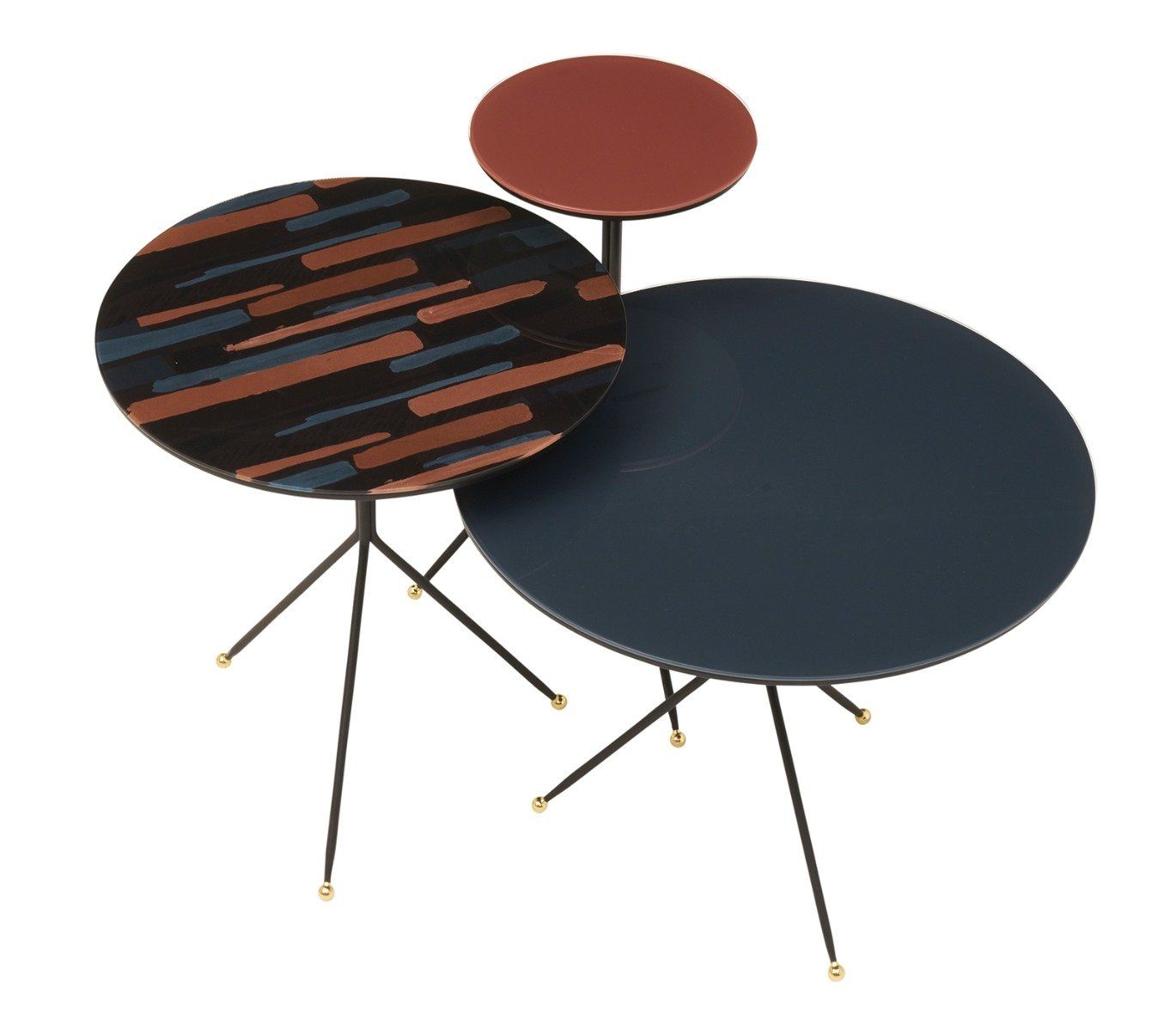 ART COFFEE TABLE 3 PCS BURGUNDY-BLUE PATTERN - Image 3