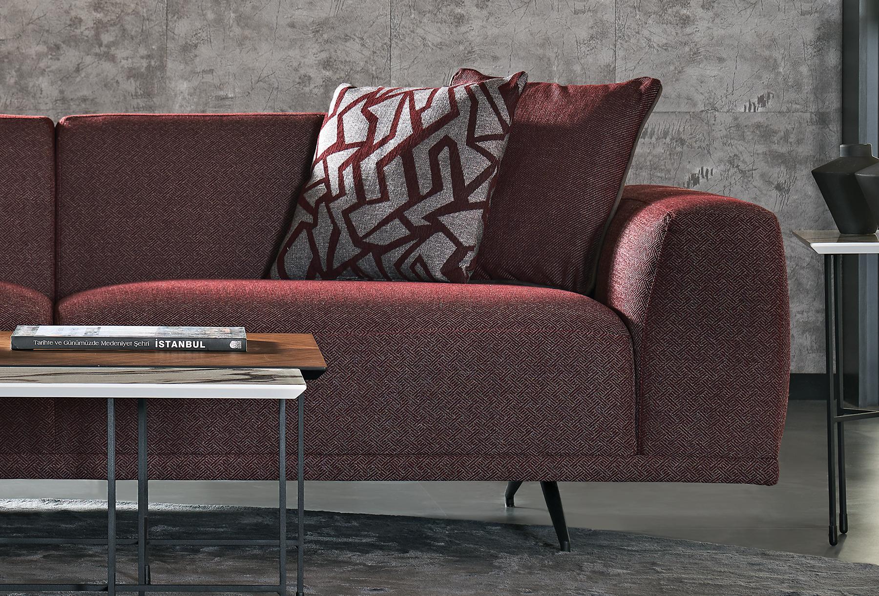 GIORNO 3 SEATER SOFA - BURGUNDY - Image 3