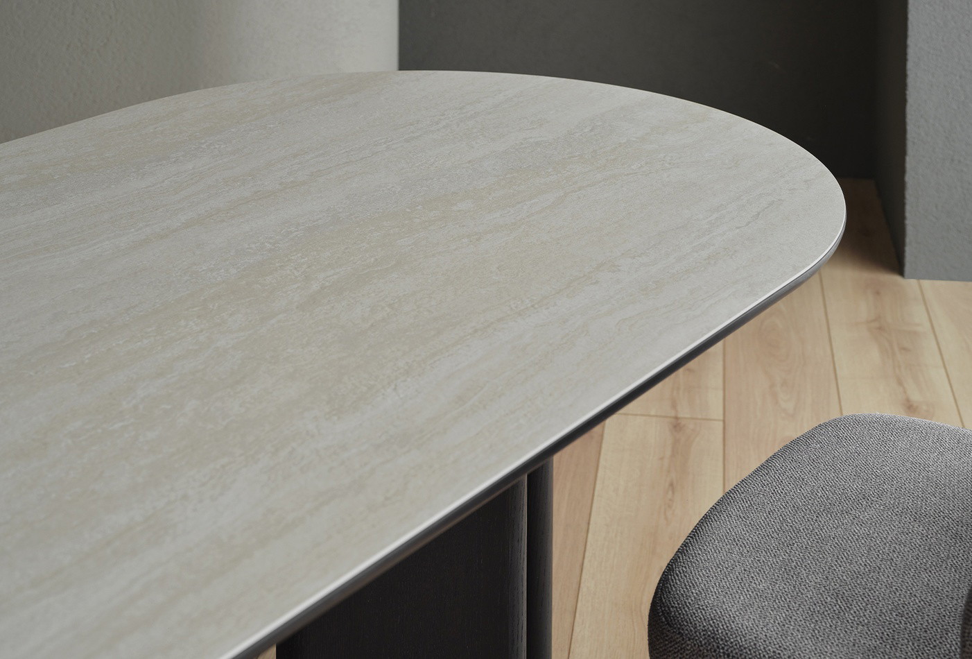 AUSTIN ELLIPSE DINING TABLE DARK OAK - CERAMIC SURFACE - Image 3