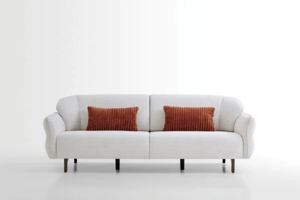 Hera three-seater sofa bed with reclining back mechanism in pristine white boucle