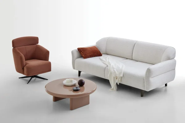 Hera white boucle sofa set with armchair in modern luxury living room Dubai