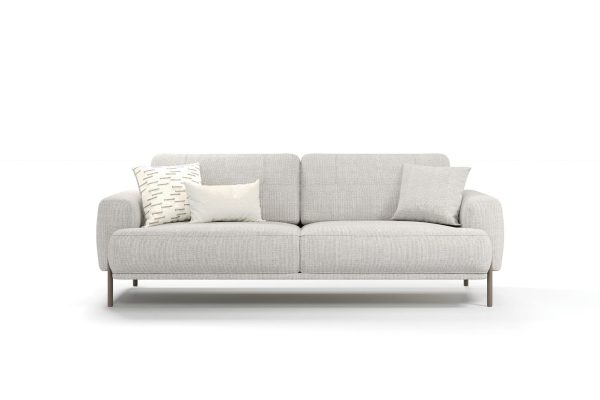 Varena light grey 3-seater sofa bed with woven fabric in modern living room Dubai
