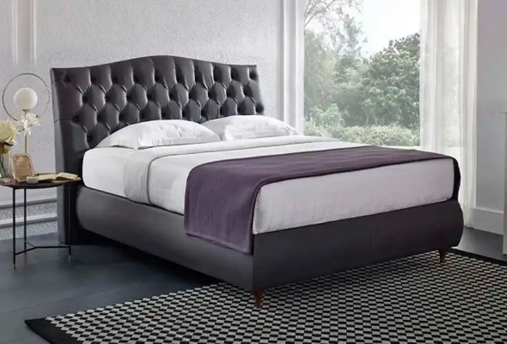 180x200 Grande Base w Headboard (214) -Smart Track Lungo Black - Cream Legs - Image 2