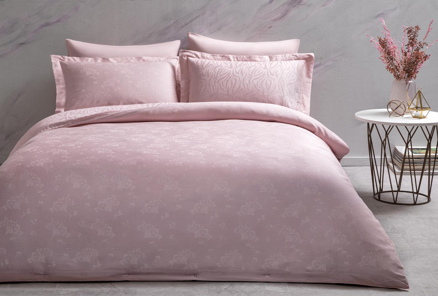 King Size Diana Sateen Duvet Cover Set - Powder - Image 2
