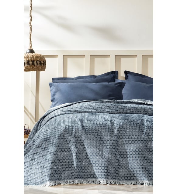 Queen Size Marita Pique Set - Navy - Image 2