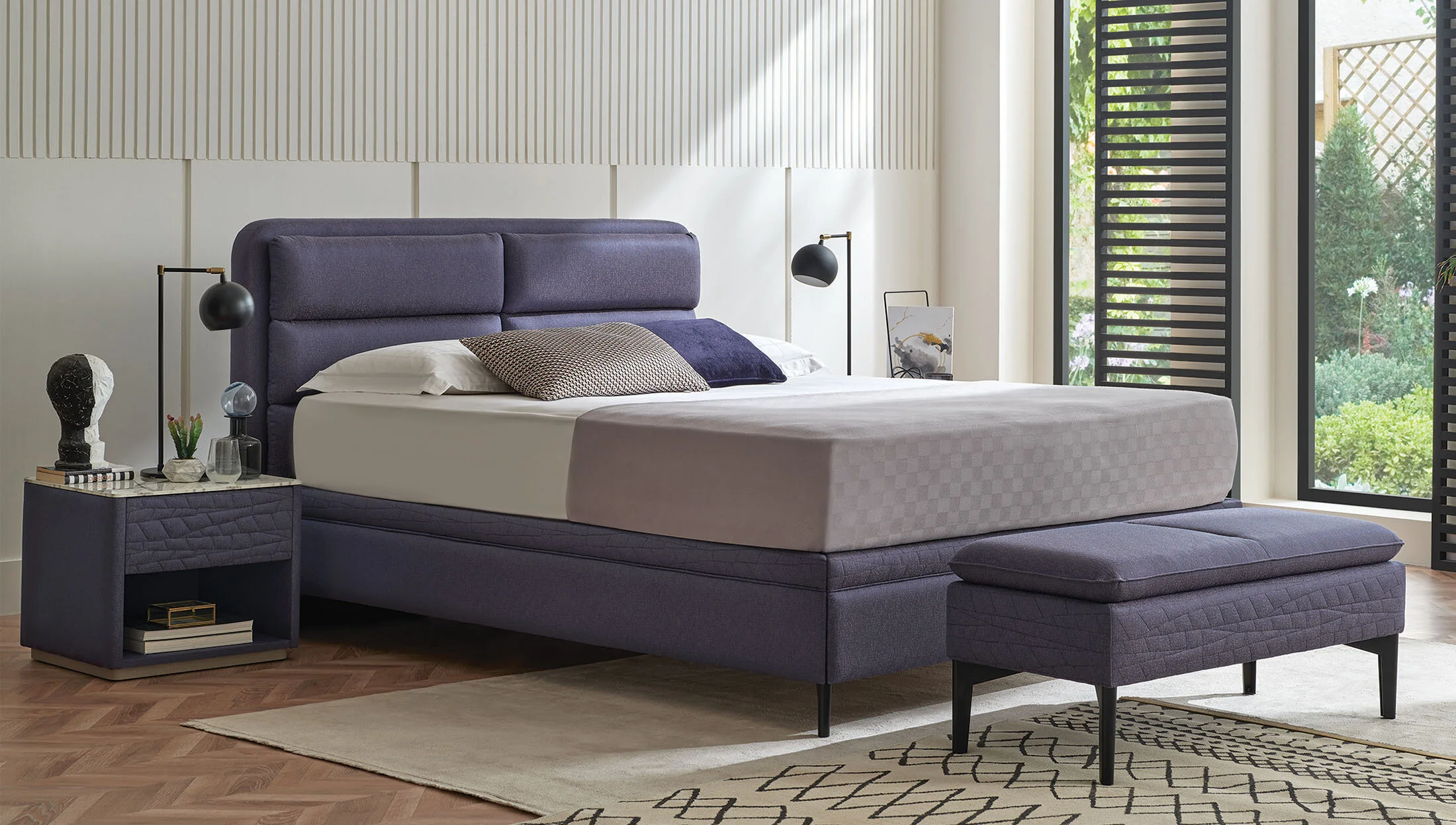 BOTANIC BASE WITH HEADBOARD 180X200 - - GK:33002 NAVY BLUE AR:217 - Image 2