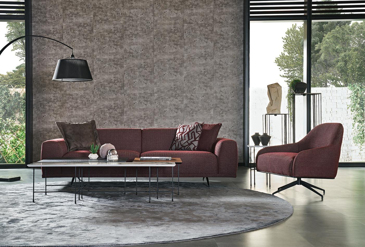 GIORNO 3 SEATER SOFA - BURGUNDY - Image 2