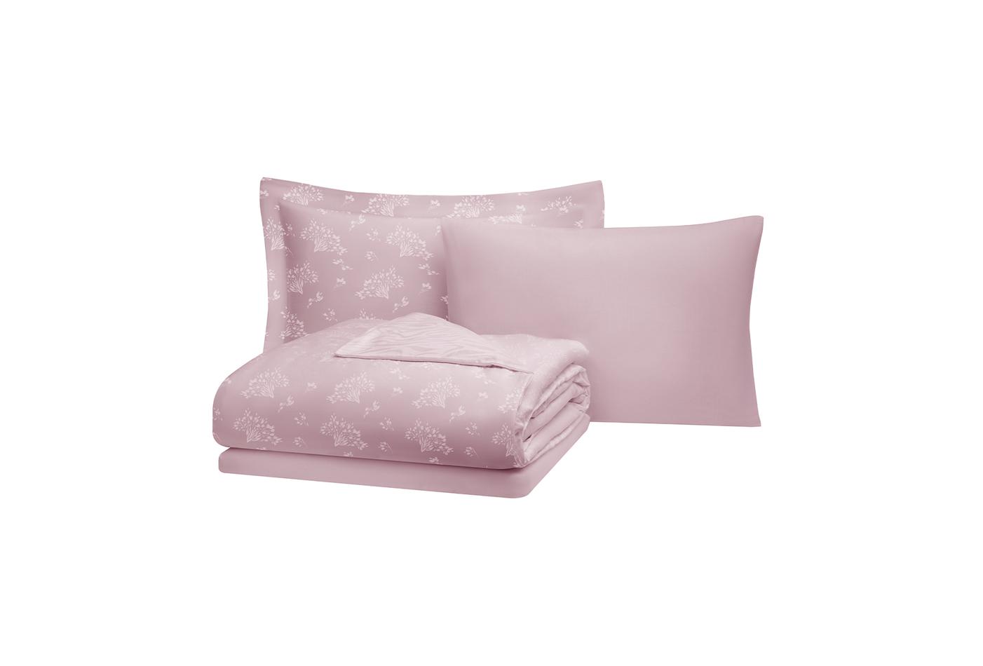 King Size Diana Sateen Duvet Cover Set - Powder - Image 4