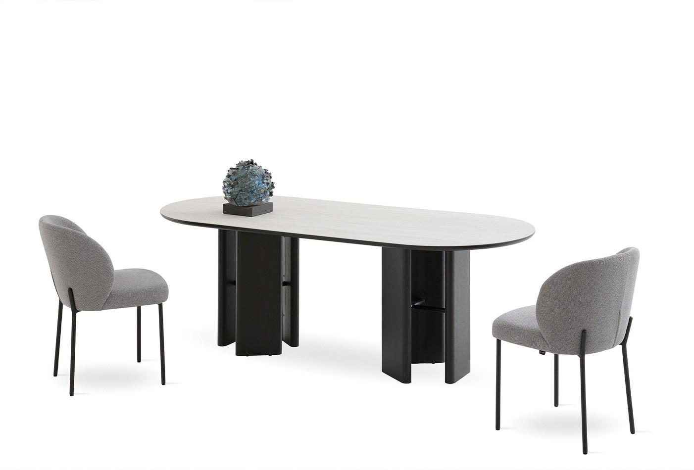 AUSTIN ELLIPSE DINING TABLE DARK OAK - CERAMIC SURFACE - Image 4