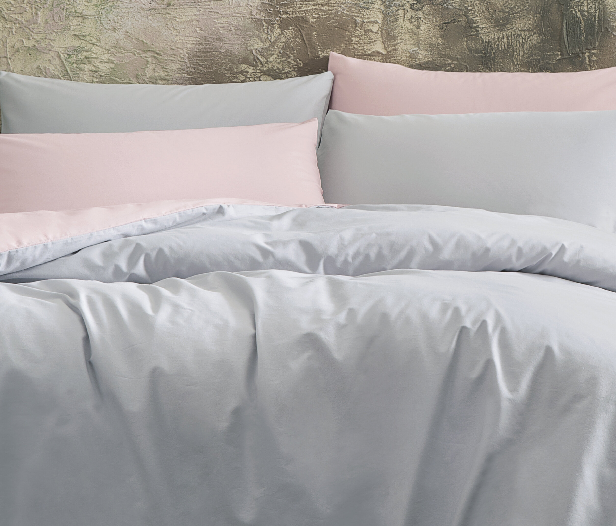 Queen Size Noah Rnf Duvet Cover Set (Powder-Dusty Rose)