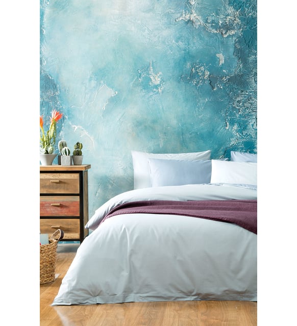 Queen Size Noah Rnf Duvet Cover Set (Light Navy - Light Blue)