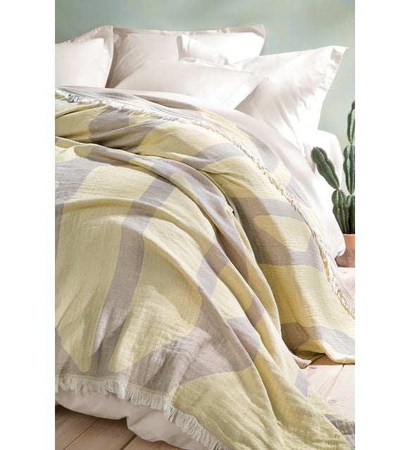 Queen Size Tierra Muslin Pique Bedspread - Yellow