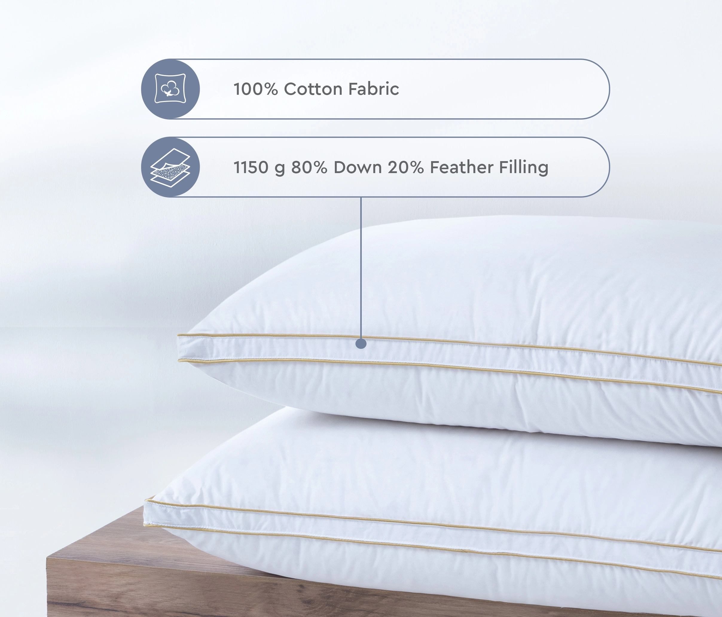 50X70 ELITE GOOSE DOWN PILLOW 1150 GR (%80 JOW) - Image 6
