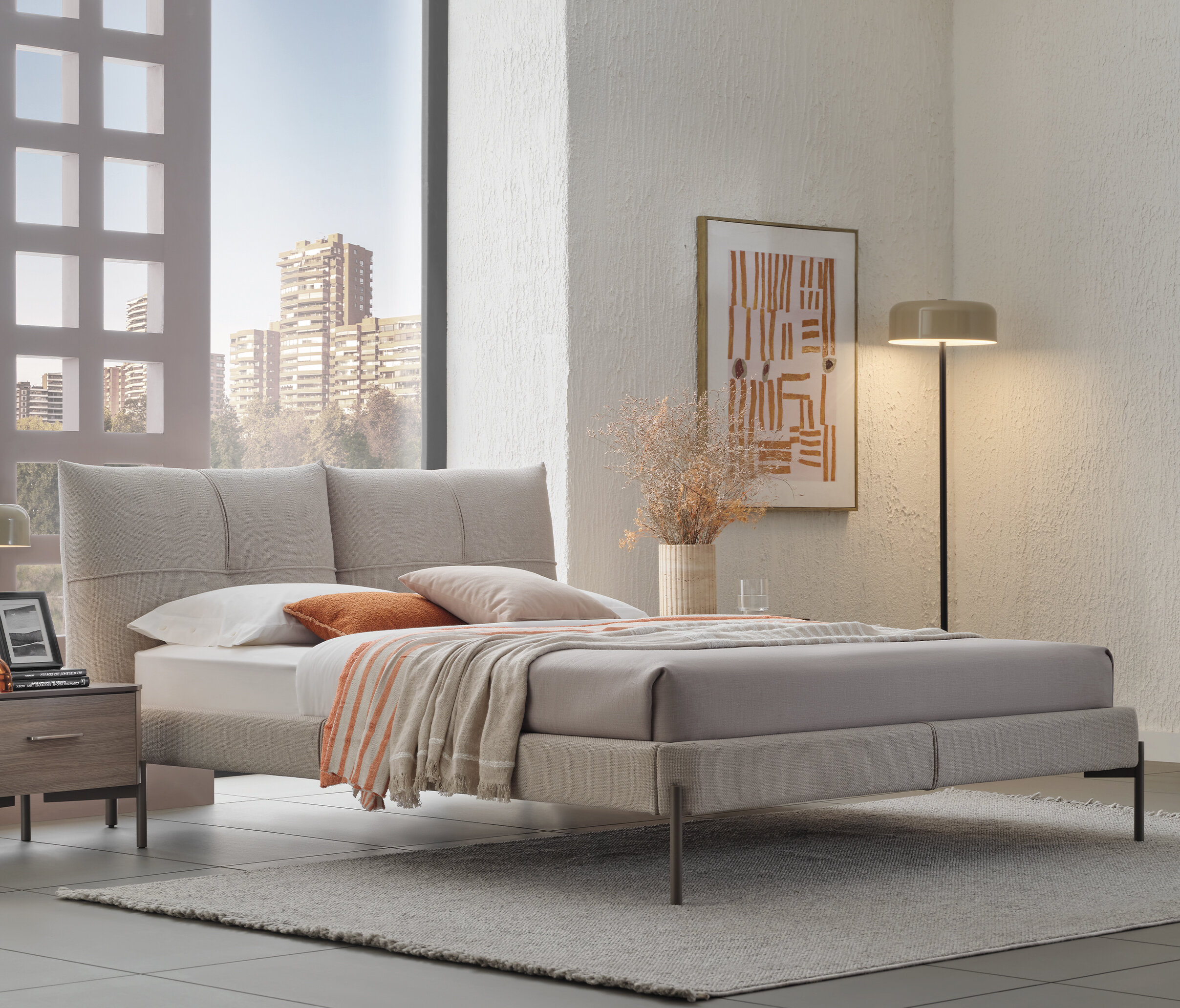 VARENA BED WITH HEADBOARD 160X200 GK:55901 LIGHT GREY - Image 3