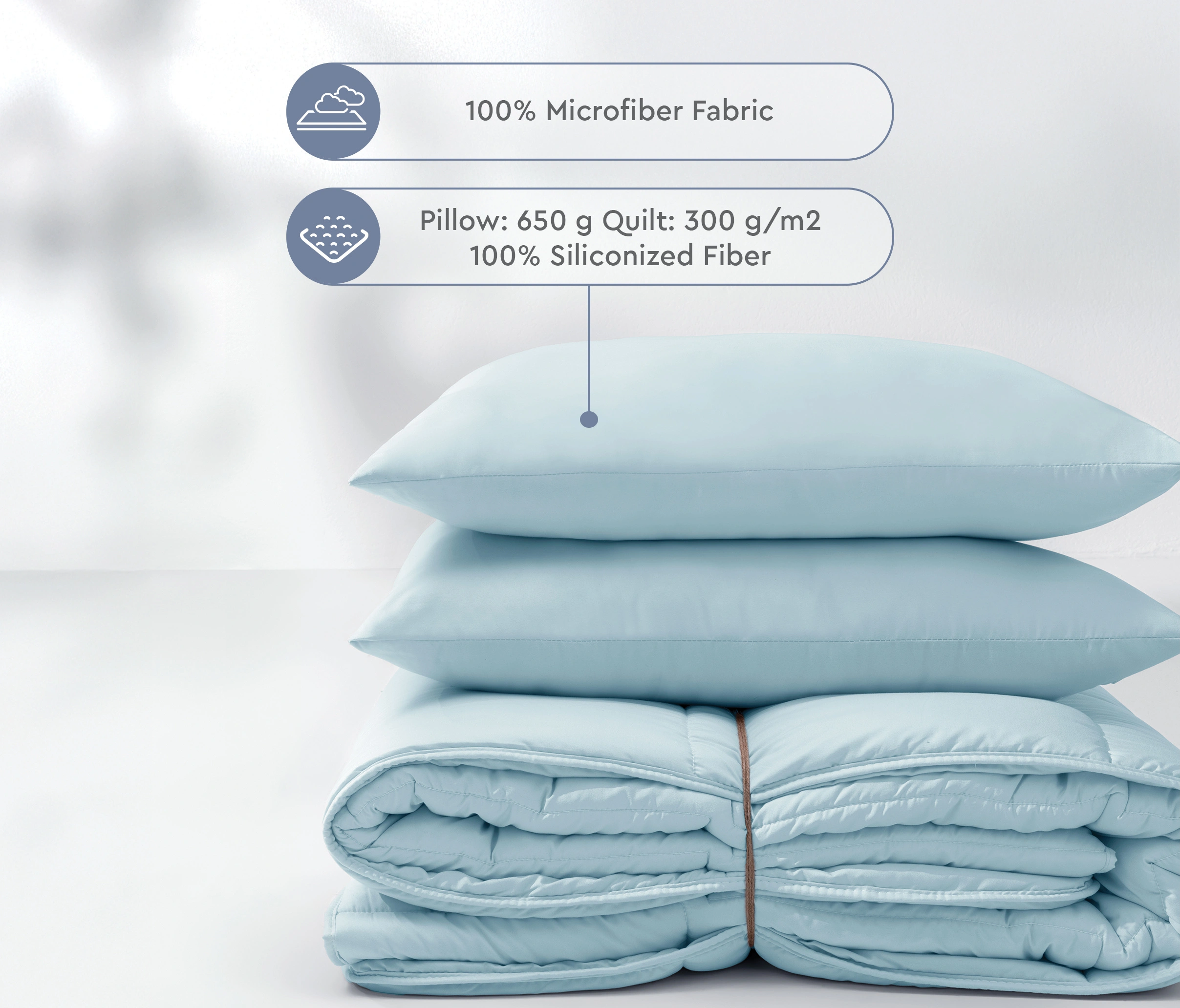 QUEEN SIZE MACARON QUILT&PILLOW SET - BLUE - Image 4