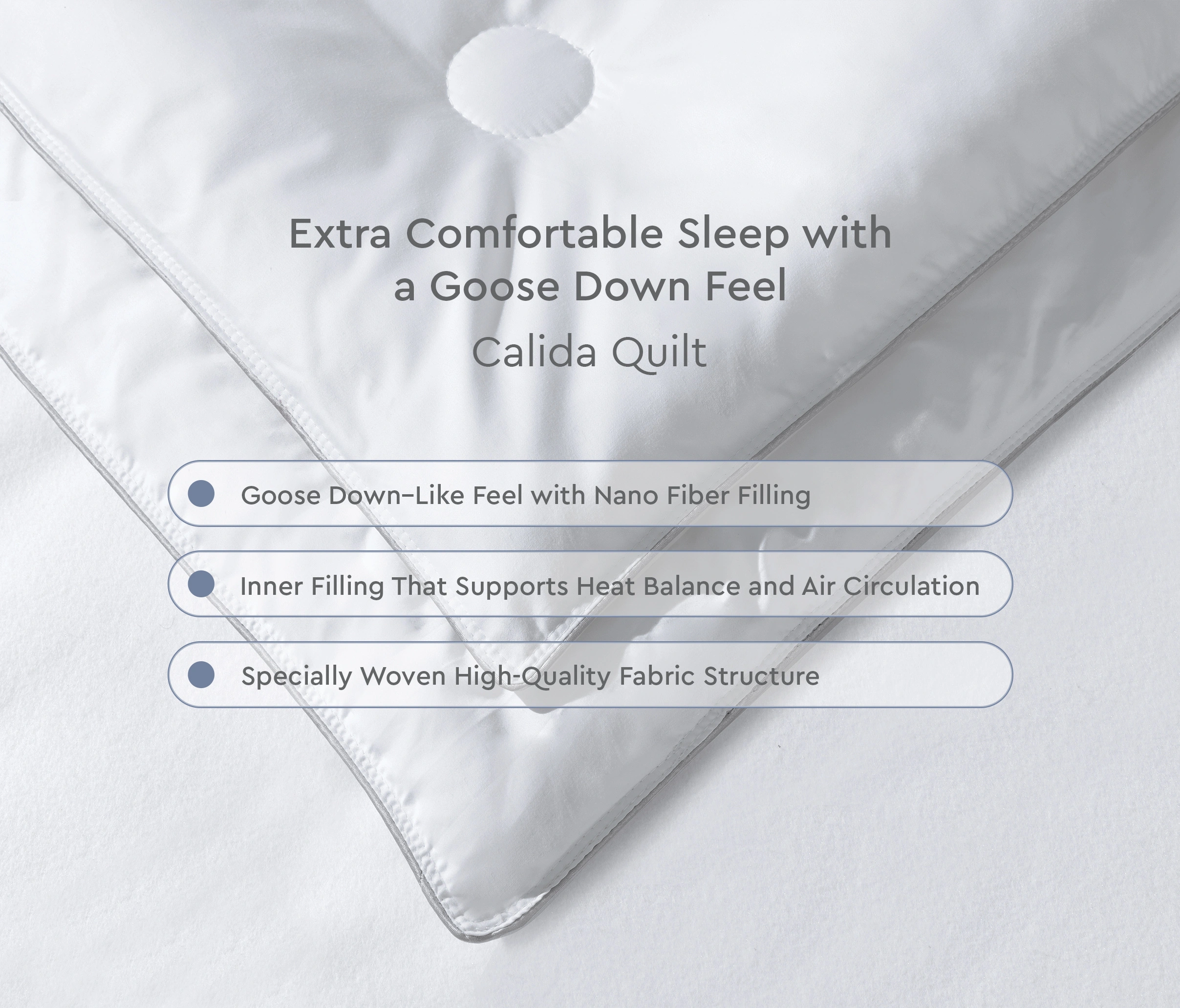 KING SIZE CALIDA NANO FIBER QUILT 300 GR/M2 (235X215) - WHITE - Image 3